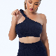  Women 2 Pieces Breathable Activewear Set Widen Straps One Shoulder Sports Bra