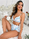  Women′s Floral Print Lingerie Set with Lace Stitching Bra & Intimates Panties