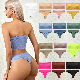  Custom Logo Women Wireless Underwear Thong Set Sexy Solid Ice Silk Seamless Bra Brief Set Soft Push up Bra and Panties Sets