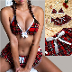  3PCS Women Sexy Lingerie Cosplay Student Uniform Mini Skirt and G-Thong Set Mesh Triangle Bustier Soft Nightwear Erotic Underwear