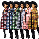  Plus Size Women′s Woolen Fashion Contrast Color Split Jacket