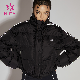  Hucai Custom Women Loose Zipper Long Sleeve Warm Black Sport Jacket