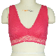  Unpadded Plunge Neck Lace Bralette with Picot Trim for Ladies Underwear