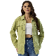  Custom Long Sleeve Green Denim Color Fabric Button Closure Fashion Women Jacket