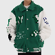  High Quality Wool Bomber Green Hip Hop Streetwear Custom Towel Embroidery Patches Letterman Baseball Varsity Jackets