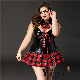  Red Black Bow End Waist Lace Leather Mesh Skirt Hollow Strap Sexy Pajamas Nighty Wear Plus Size Sexy Lingerie Cosplay Lingerie