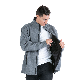 Wholesale Stand Collar Windproof Zipper Pockets Grey Men Jacket