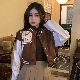 2023 Custom Letterman Jacket with Preppy Style Girls Varsity Jackets Contrast Color Letterman Varsity Jackets manufacturer