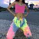 Neon Tie Dye Joggers High Waist Long Baggy Pants Women Sweatpants Streetwear