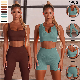 2023 New China 4PCS Ribbed Seamless Track Suits Gym Wear Crop Top Bra High Waist Leggings Yoga Set for Women manufacturer