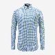 Long Sleeves Dress Shirt for Men Light Blue Plaid Office Shirt manufacturer