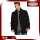 Men′s Wool Blended Contrast-Rib Car Coat