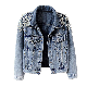Fashion Women Pearl Beaded Denim Top Loose Long Sleeve Denim Jacket