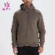  OEM Private Brand Mens Gym Cotton Full Zip Custom Sports Running Hooded Sporty Khaki Jackets