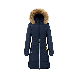  Winter Navy Long Women Warm Cotton Jacket with Fur Collar