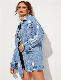 OEM&ODM MID Boyfrend Styles Women Long Sleeve with Scratch Holes Denim Jeans New Fashion Design Blue High Quality Jackets manufacturer