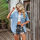 Casual Batwing Sleeve Fashion Denim Jacket Riding Coats Denim Jeans Women Jackets manufacturer