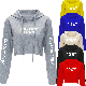  Wholesale Cotton Ladies Blank Long Sleeve Tracksuit Crop Tops Women′s Sweatshirt Custom Logo Cropped Hoodie for Women
