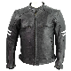  Factory Customzied Old School Mens Striped Leather Motorcycle Waterproof Windbreaker Jacket