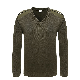  Custom Olive Green Wool Commando V-Neck Pullover Military Sweater for Men