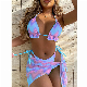  String Bikini Swimsuit with Skirt Sexy Swimwear Women Tie Dye 3 Piece Brazilian Biquini Beachwear Summer Bathing Suit