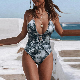 Unique Lace up Sexy One Piece V Neck Extreme Bikinis Bathing Suits for Woman Custom Printed Halter Plunge Tummy Control Bikinis Vendors in Dongguan manufacturer