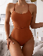  Summer Sexy Resort Swimwear Cross-Tie Spaghetti Strap Open Back Solid Tie Back One Piece Swimsuit