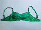  2023 Fashion Solid Green Wireless Polyester Comfort Emboss Fixed Pad Wrinkle Lady Swim Wear Bikini Bra