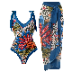  Wholesale Sexy 2-Piece Women Bikini Set, Push up Floral Printed Ruffle Strappy Bandage Swimwear
