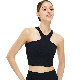  High Impact Fitness Custom Logo Women Solid Black Yoga Bra Top Active Wear Private Label Sports Racer Bra Gym Yoga Bras
