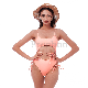 Women′ S Sexy Pink Multi Strap Cutout Wireless One-Piece Swimwear manufacturer