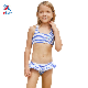 Embroidery Logo Blue Nautical Stripes Toddler Girls Two Piece Bikini Swimwear