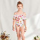  European and American New Girls One-Piece Digital Printing Small Fresh Swimsuit Ruffled Suspenders Cute Girls with Bikini Bag Hip Triangle Swimwear