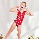  New Girls Swimwear One Piece Polka DOT Print Bikini Strap Small Ruffles Girls Bikini Swimsuit Hip SPA Resort Swim Suit