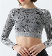  Seamless Camouflage Round Neck Open Navel T-Shirt Sports Top Running Yoga Clothes Fashion Long Sleeve Fitness Clothes Yogawear Activewear Gym Vest