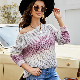  European/American Fashion Gradient Pullover Sweater Women′s Long-Sleeved Loose Knitted Top