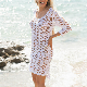  SJ-ZS2021 Europe and the United States 2022 new beach bag hip skirt solid color hollow three-quarter sleeve pullover beach swimsuit sunscreen blouse