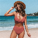  Wholesale High Waisted V Neck Twist Front Bikini Sets Two Piece Swimsuit