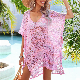  SJ-ZS2055 Loose beach splicing hollowed out knitted shirt large size bikini smock
