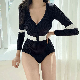  Fashion V Neck with Long Sleeve with Front Zipper Rashguard