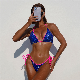  Women Glitter Triangle Wrapped Halter Bikini Set Ladies Lace-up Swimsuit Two-Piece Brazilian Swimwear