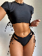 Two Piece Split Cut out Tie Side Bikini Swimsuit Sunbathing Seaside Beach Pool Ladies Swimwear