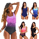Fashion Colorful Swimsuits Bathing Suit Athletic Crisscross Back Bikini Gradient One Piece Sexy Swimwear for Teen Girls, Cute High Stretch Beach Swimming Wear manufacturer