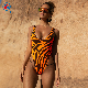  Backless U Neck High Waist African Print Swimwear Women Neon Thong Bathing Suit