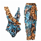  Bestway Fashion Leopard Printing One-Piece Swimsuit Beach Skirt Suits for Women