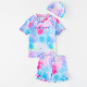  Fashion Tie Dye Two Piece Girls Short Sleeve Wholesale Swimwear