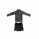  Baby′s Two Piece Zip Front Surfing Swimsuit Boy Shorts Long Sleeve Athletic Beachwear 203303