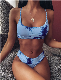  Women Two-Piece Swimsuit Marble Pattern Bikini Sets Beachwear Tie-Dye Swimwear Bathing Suit Wbb14362