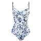  Fashion High Waist Open Back Beachwear, One-Piece Sling-Style Slim Gather Swimwear