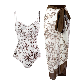  Summer One-Piece Conservative Slimming Retro Printed Swimsuit with Steel Bracket Long Chiffon Skirt for Women Girls